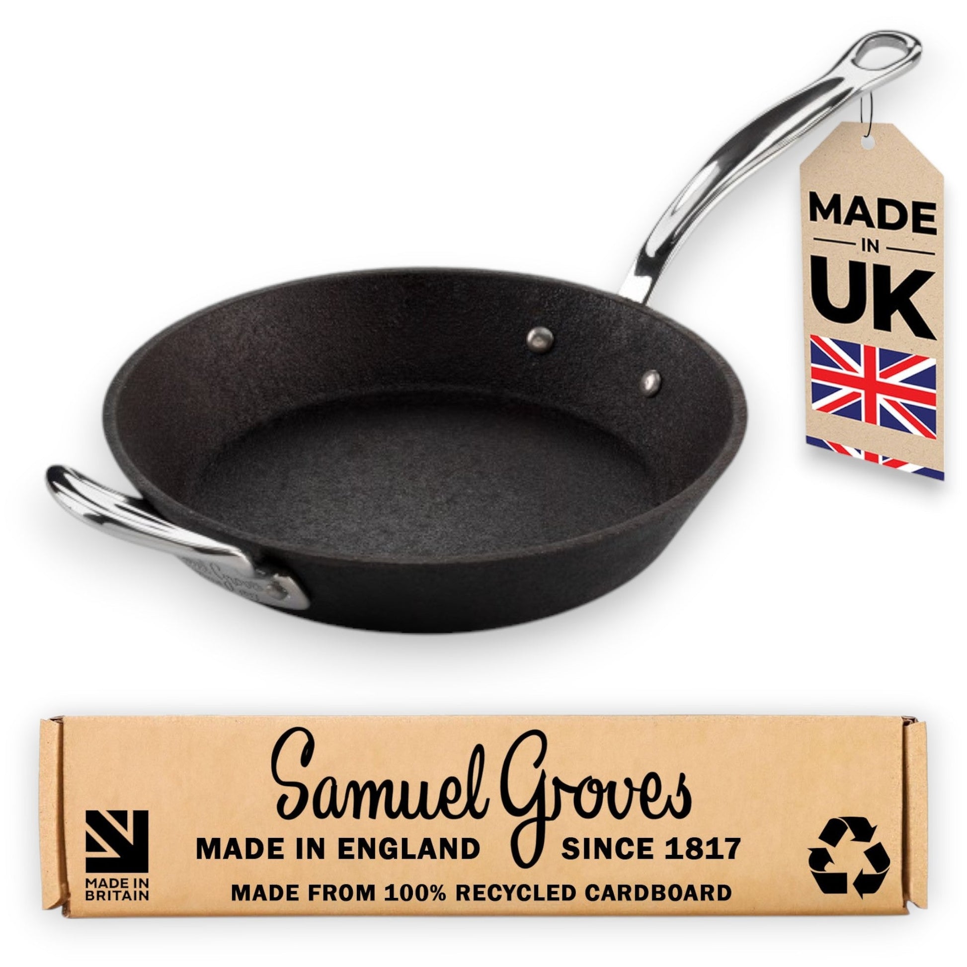 Samuel Groves Britannia Recycled Cast Iron Frying Pan Skillet Cookware Range Made in England - Premium Kitchen from Chabrias Ltd - Just £71.75! Shop now at Chabrias Ltd