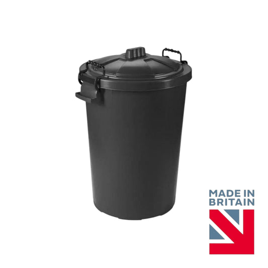 Heavy Duty Plastic Bin, With Locking Clip Lid, Black, 85L - Premium Bins from Chabrias Ltd - Just £29.99! Shop now at Chabrias Ltd