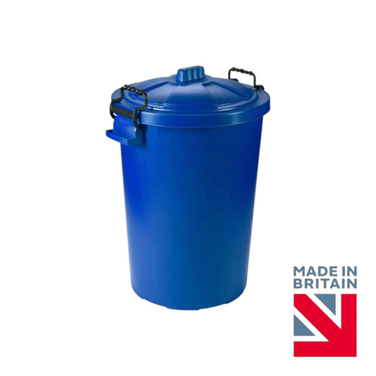 Heavy Duty Plastic Bin, With Locking Clip Lid, Blue, 85L - Premium Bins from Chabrias Ltd - Just £29.99! Shop now at Chabrias Ltd