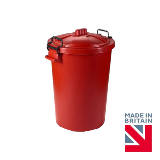 Heavy Duty Plastic Bin, With Locking Clip Lid, Red, 85L - Premium Bins from Chabrias Ltd - Just £29.99! Shop now at Chabrias Ltd