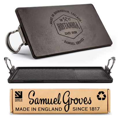 Samuel Groves Britannia 45cm cast iron double burner griddle made in England