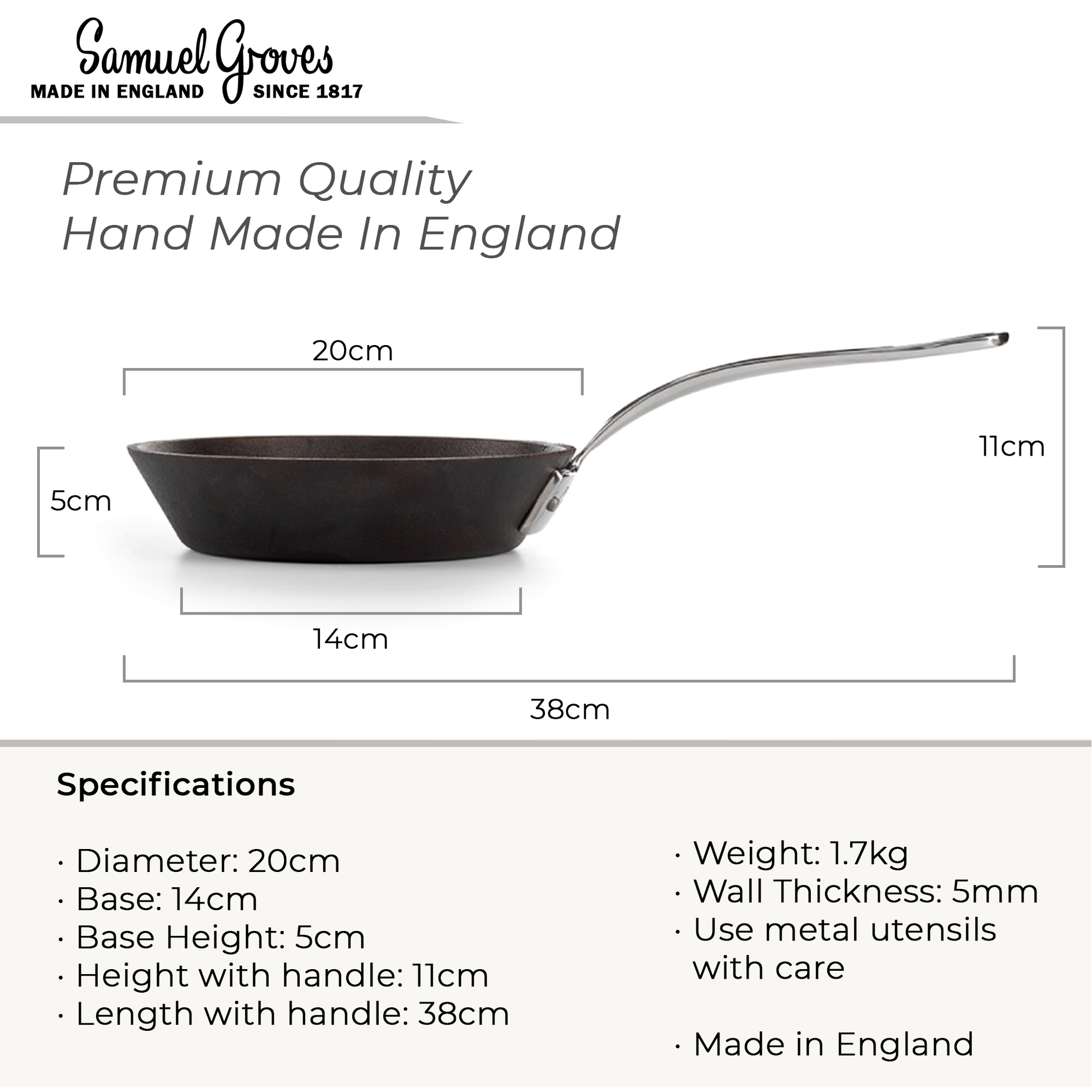 Britannia cast iron frying pan safe for oven cooking up to 260°C