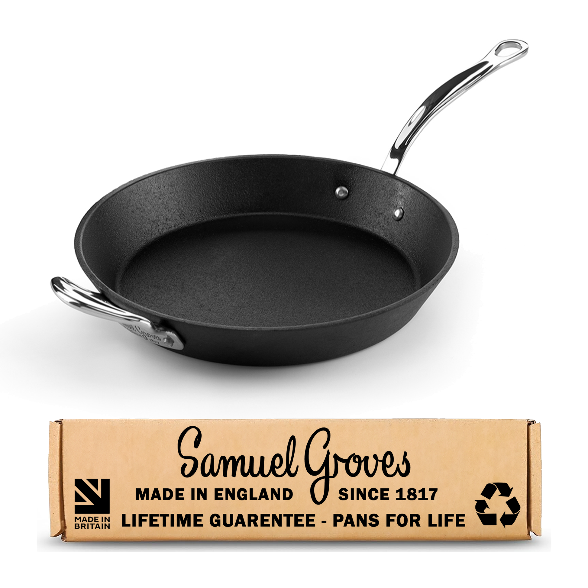 Britannia 24cm cast iron frying pan made in Great Britain by Samuel Groves