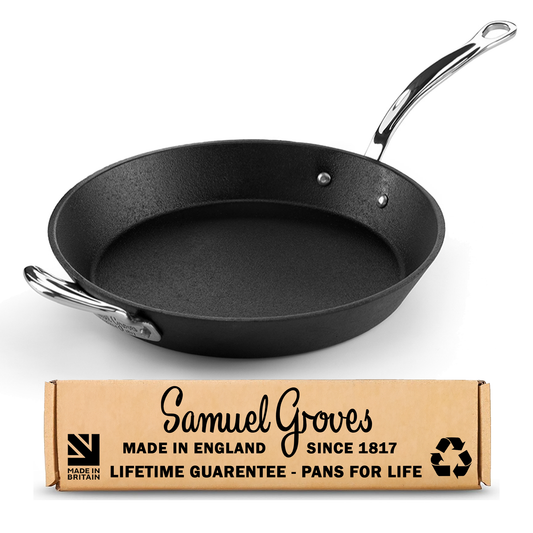 Britannia 28cm cast iron frying pan made in Great Britain by Samuel Groves