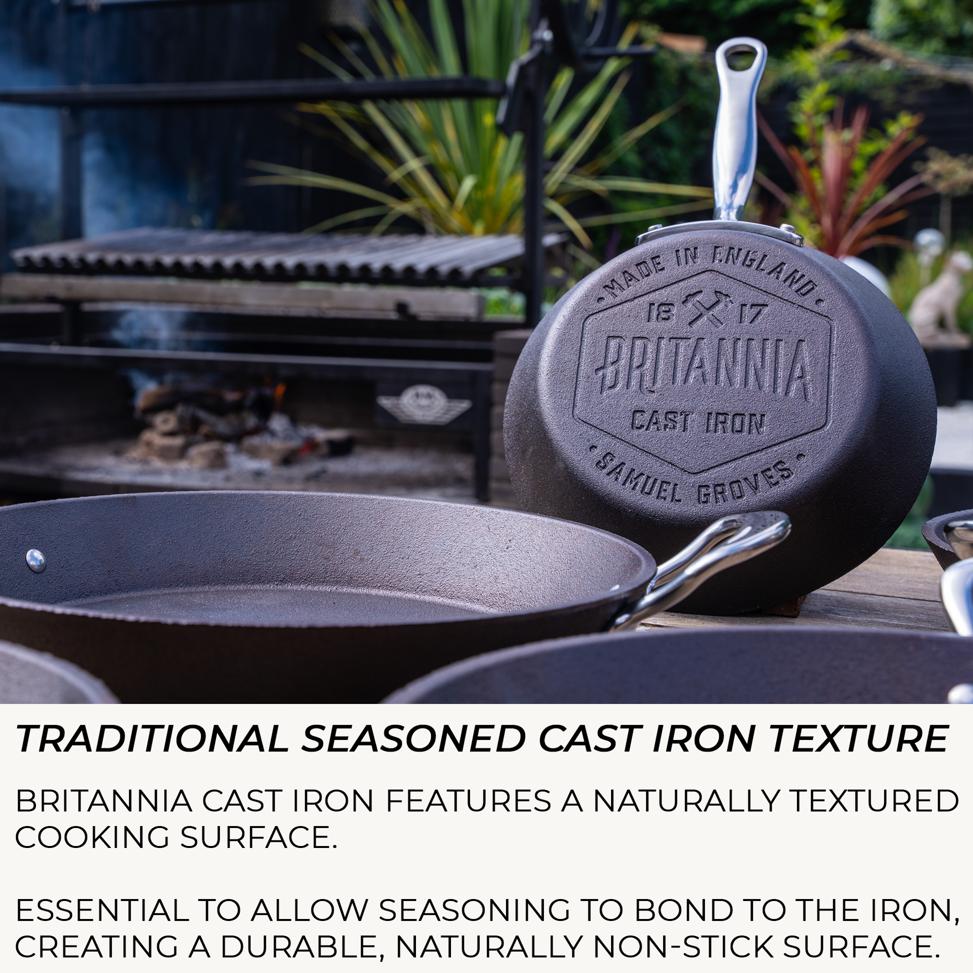 Britannia cast iron skillet suitable for oven and hob cooking