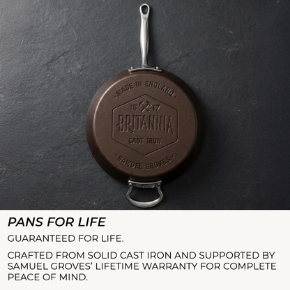 Underside of Britannia British made cast iron frying pan