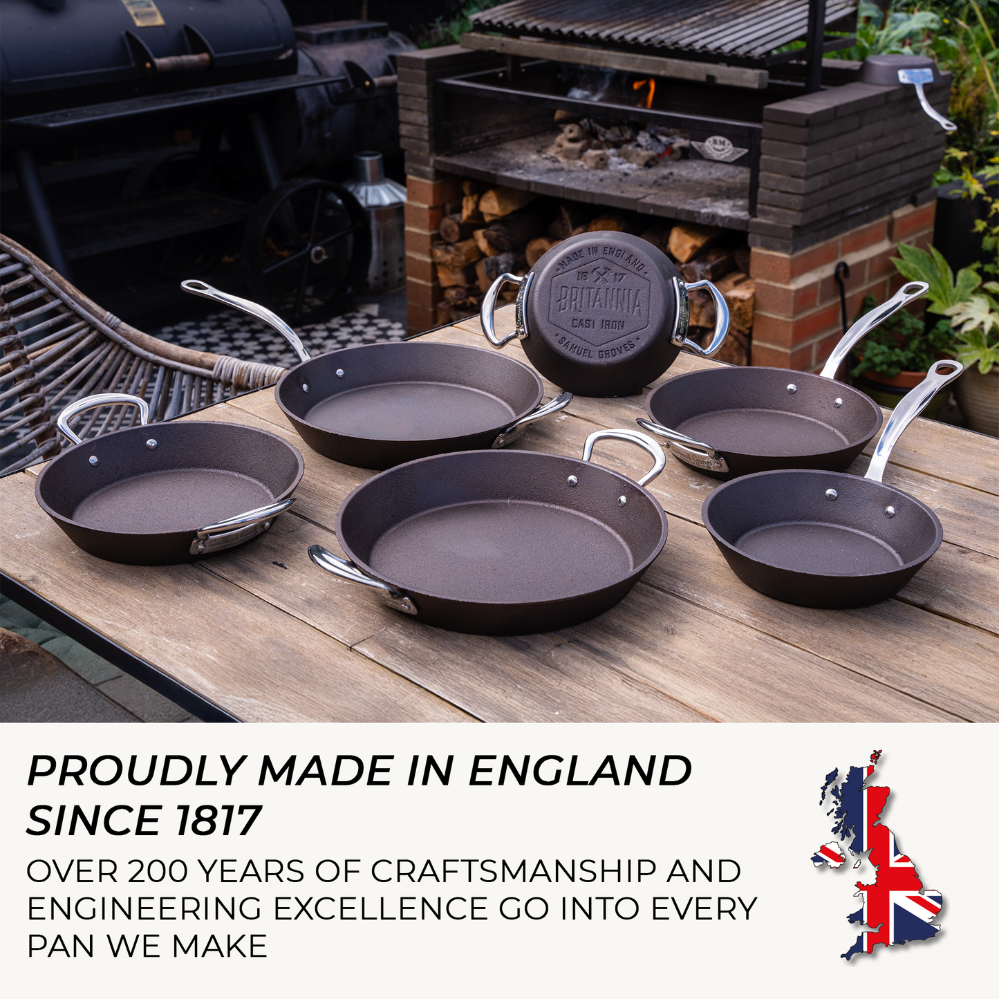 Britannia cast iron paella pan suitable for oven and BBQ cooking