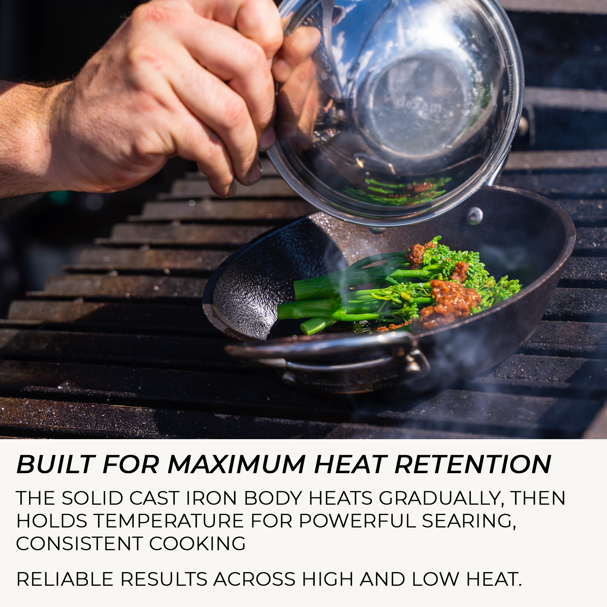 Britannia cast iron paella pan in kitchen cooking setting