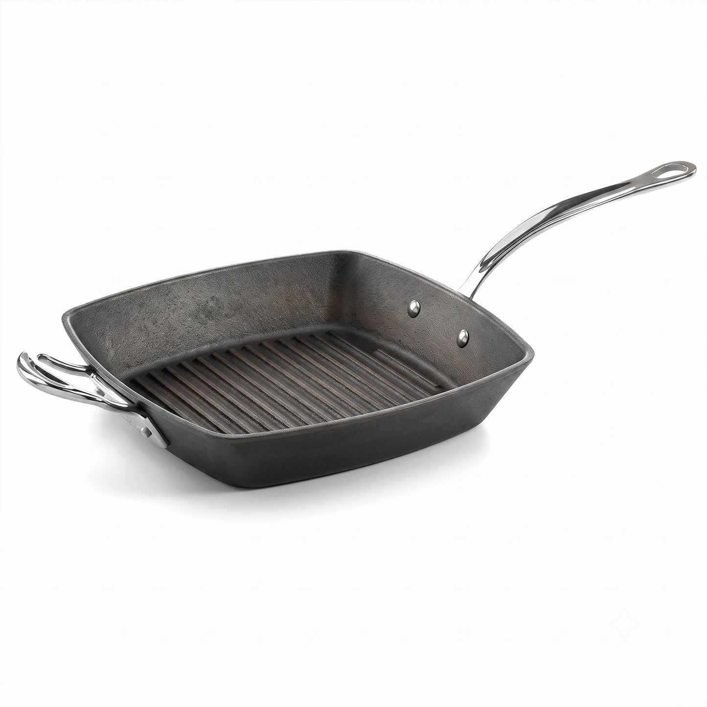 Samuel Groves cast iron square grill pan with raised ridges on white background