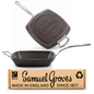 Samuel Groves Britannia 26cm cast iron square griddle pan with long stainless steel handle