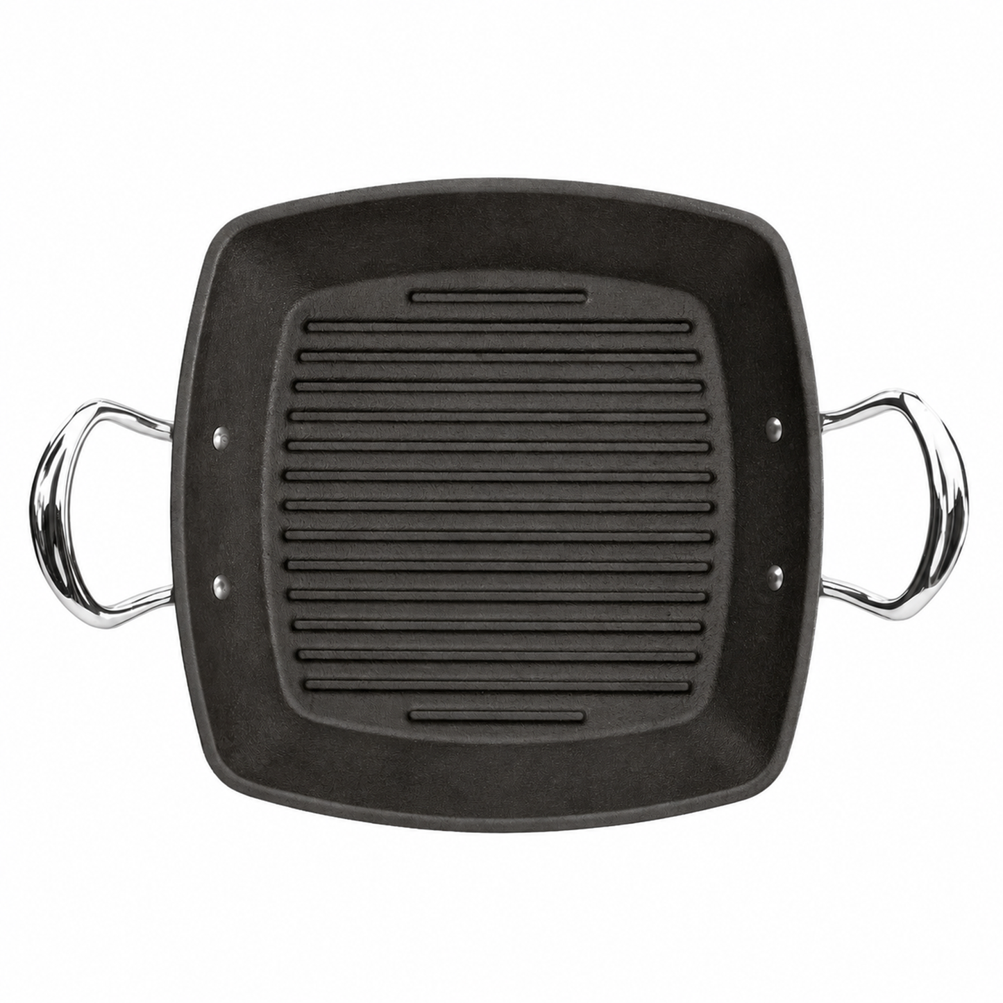 Rear view of Samuel Groves Britannia cast iron griddle pan showing Made in Birmingham England branding