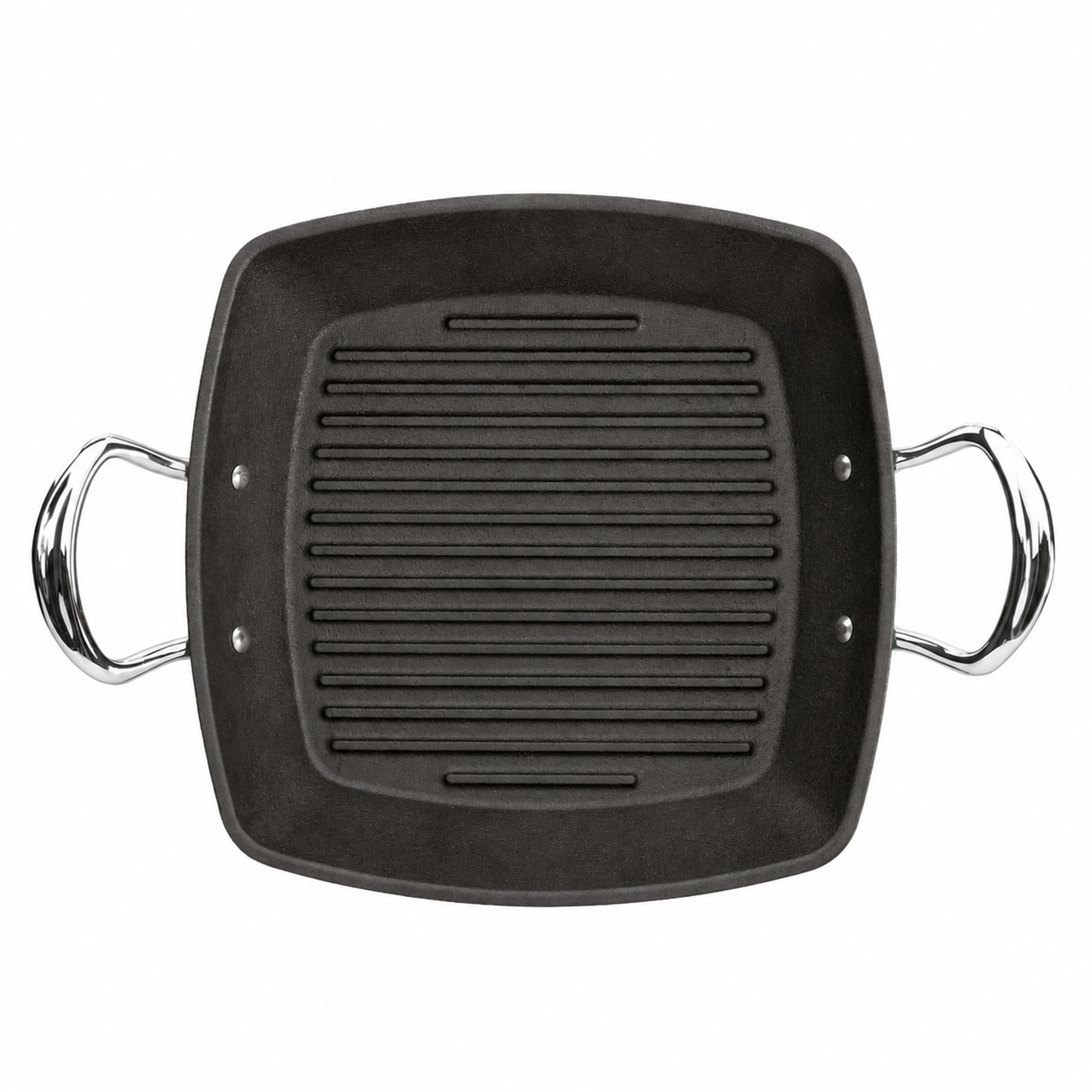 Rear view of Samuel Groves Britannia cast iron griddle pan showing Made in Birmingham England branding