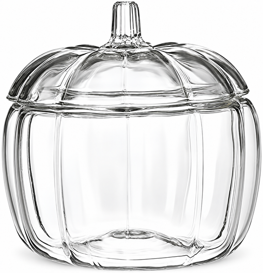 2L Clear Glass Pumpkin Jar with Lid  Halloween Sweet & Biscuit Jar