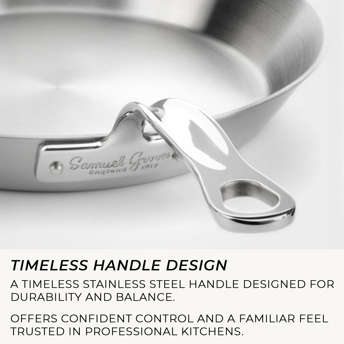 Samuel Groves - Classic Stainless Steel Tri-Ply Frying Pan, 30cm - Lifetime Guarantee