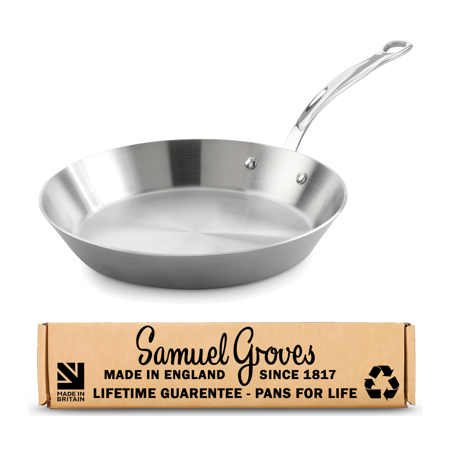 Samuel Groves - Classic Stainless Steel Tri-Ply Frying Pan, 26cm - Lifetime Guarantee