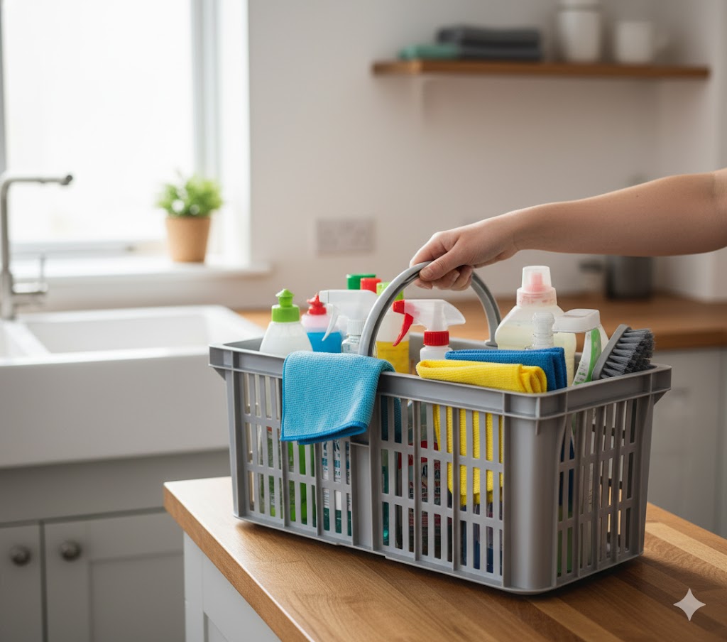 Multi-Purpose Glass Carrier & Cleaning Caddy Basket with Handle – Grey - Made in UK - Premium  from Chabrias Ltd - Just £24.99! Shop now at Chabrias Ltd