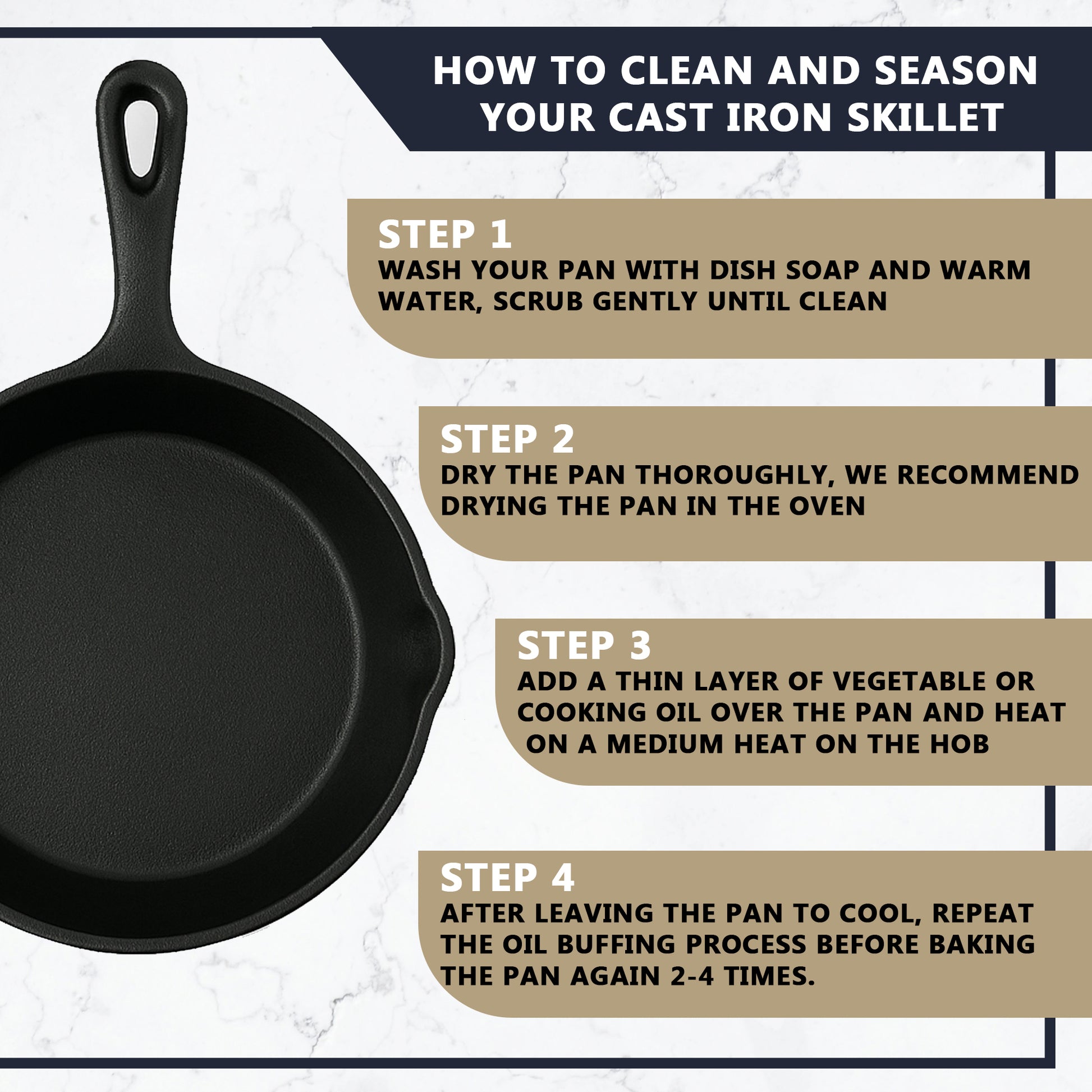 Pro Cast Iron Skillet – Medium 25cm - Premium Kitchen from Chabrias Ltd - Just £19.99! Shop now at Chabrias Ltd