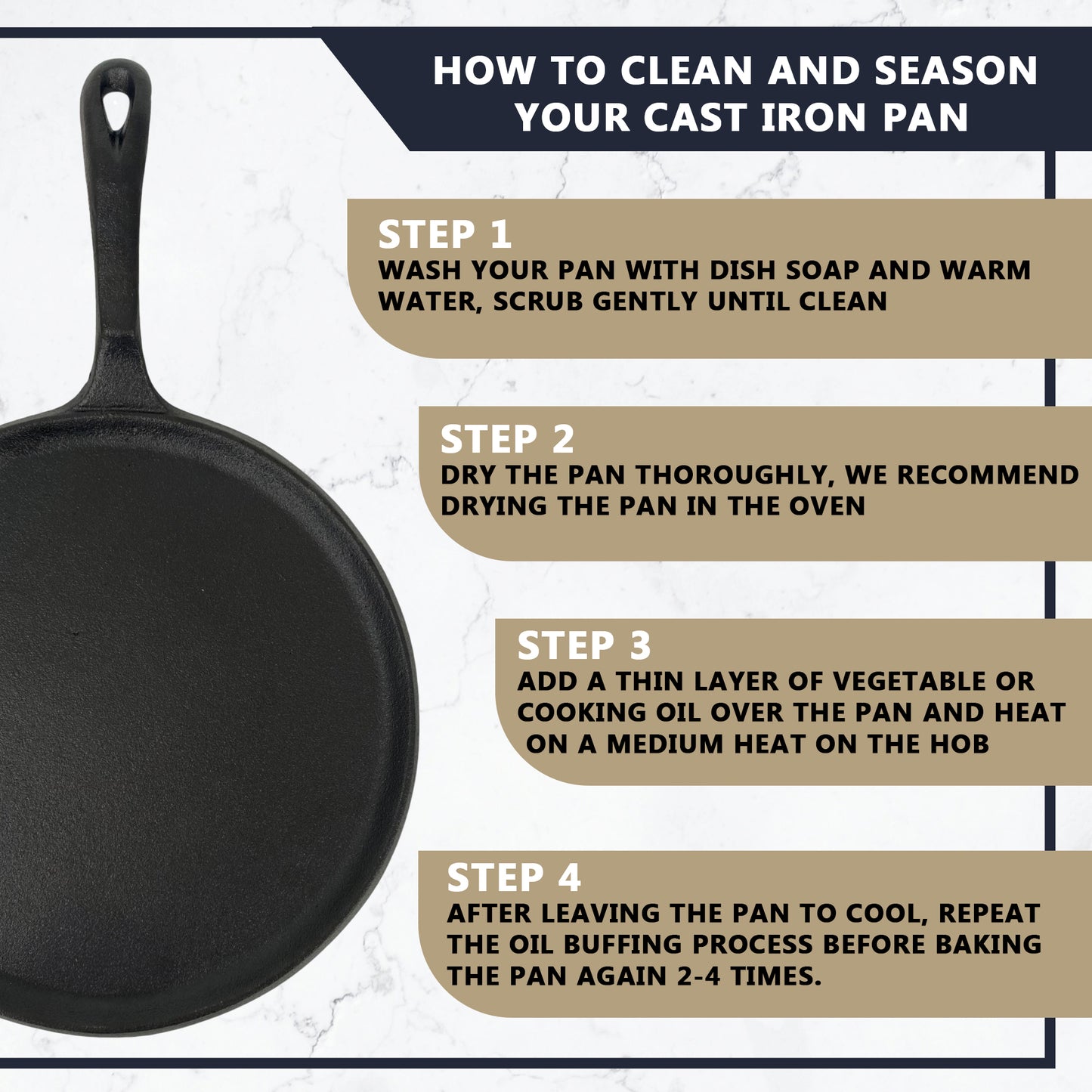 Cast Iron Round Skillet Pan, 23cm