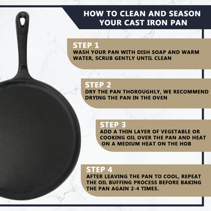 Cast Iron Round Skillet Pan, 23cm