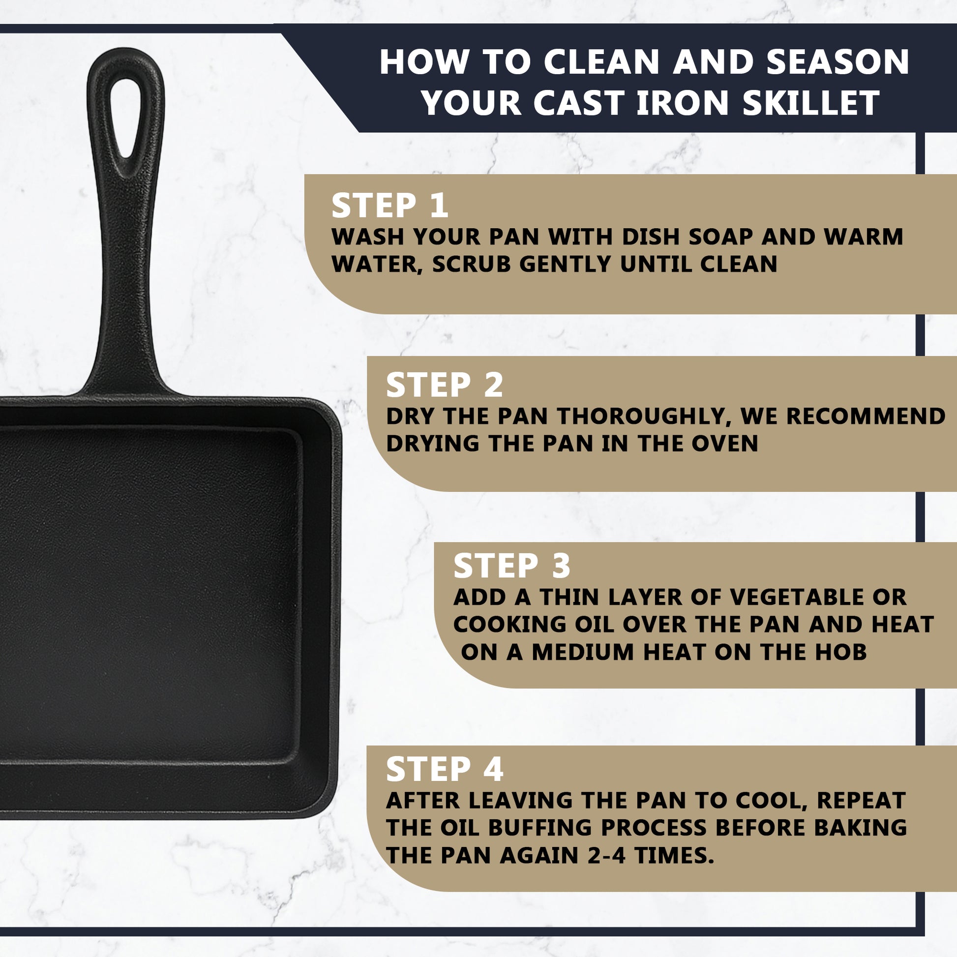 Pro Cast Iron Skillet Square Pan – 14cm x 14cm - Premium Home from Chabrias Ltd - Just £9.99! Shop now at Chabrias Ltd