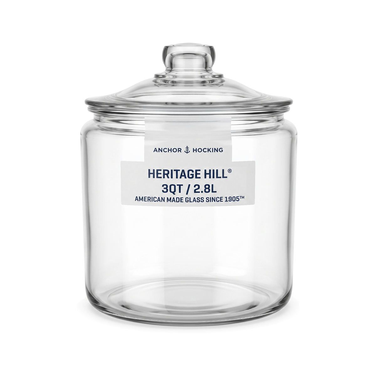 Anchor Hocking Heritage Hill 3L Heavyweight Glass Storage Jar with Loose-Fit Lid