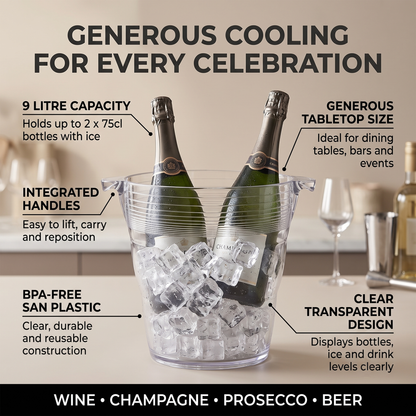 BPA-free SAN plastic wine bottle cooler with wide moulded side handles