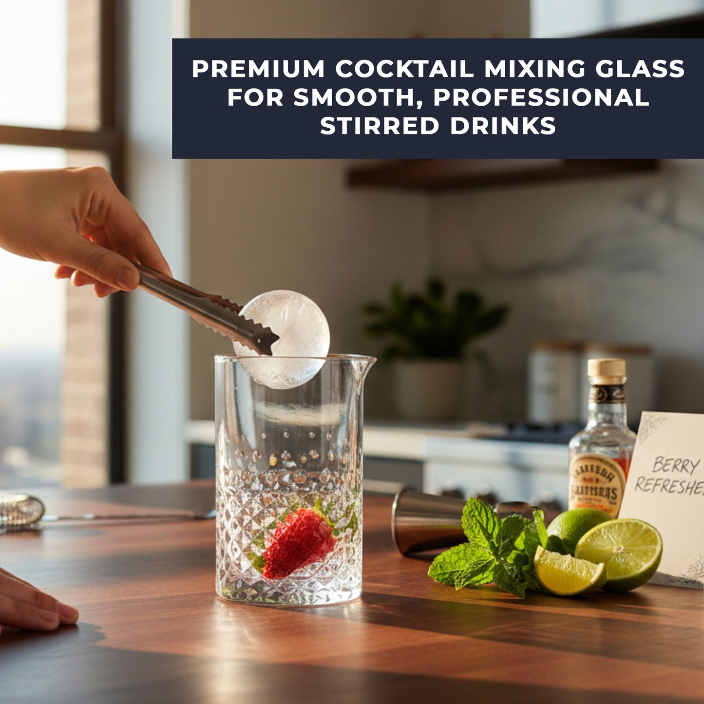 750ml Cocktail Mixing Glass & Stainless Steel Strainer Set Cocktail Accessories