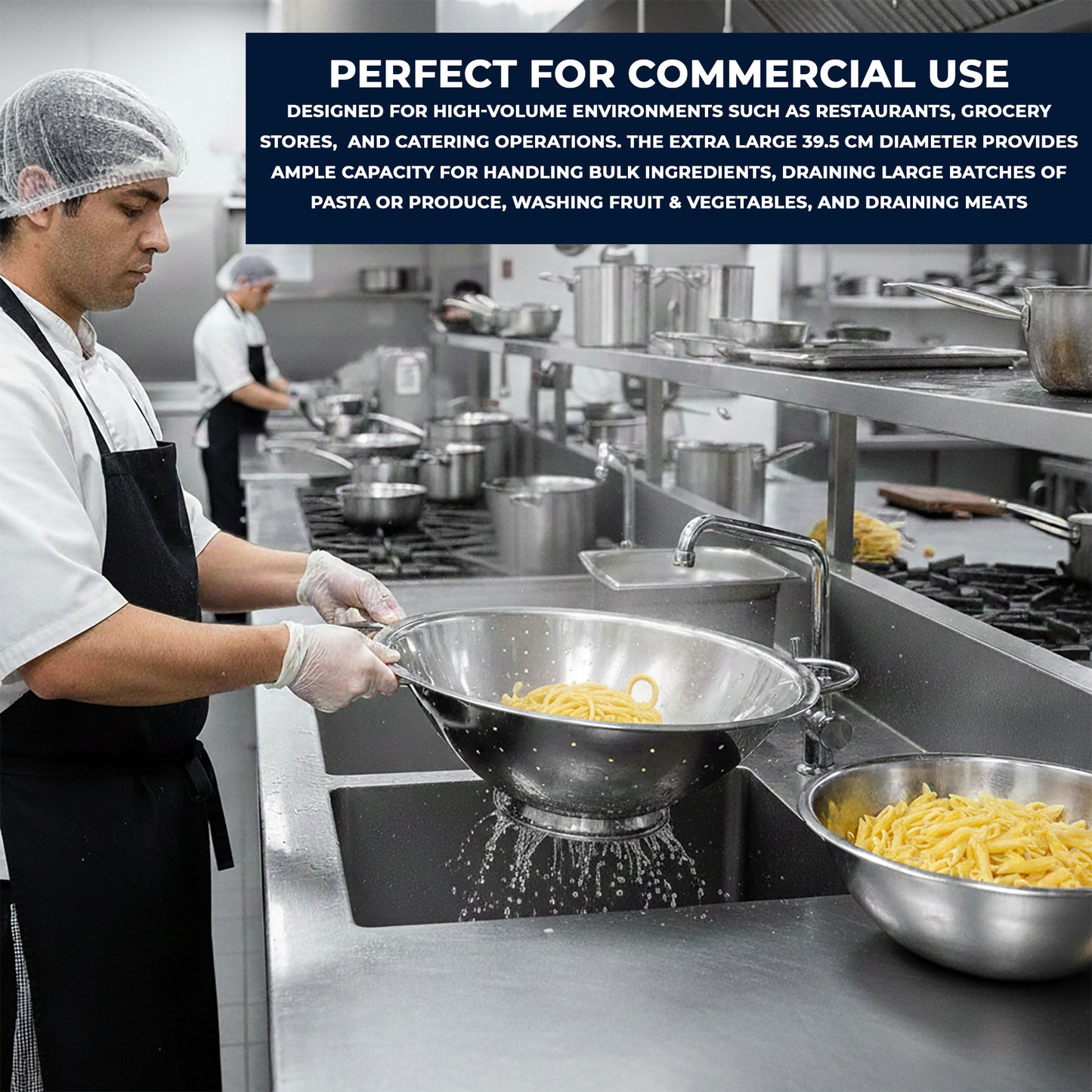 Stainless Steel Colander with Two Robust Handles - Heavy Duty and Efficient Draining