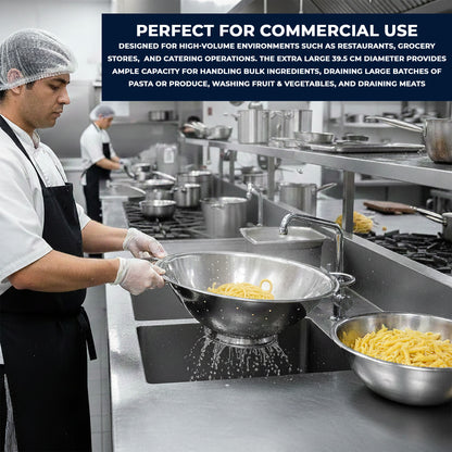 Stainless Steel Colander with Two Robust Handles - Heavy Duty and Efficient Draining