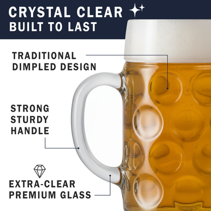 2 Pint German Beer Stein Glass – Dimpled Beer Mug | Oktoberfest Glass UK - Premium Home from Chabrias Ltd - Just £11.99! Shop now at Chabrias Ltd