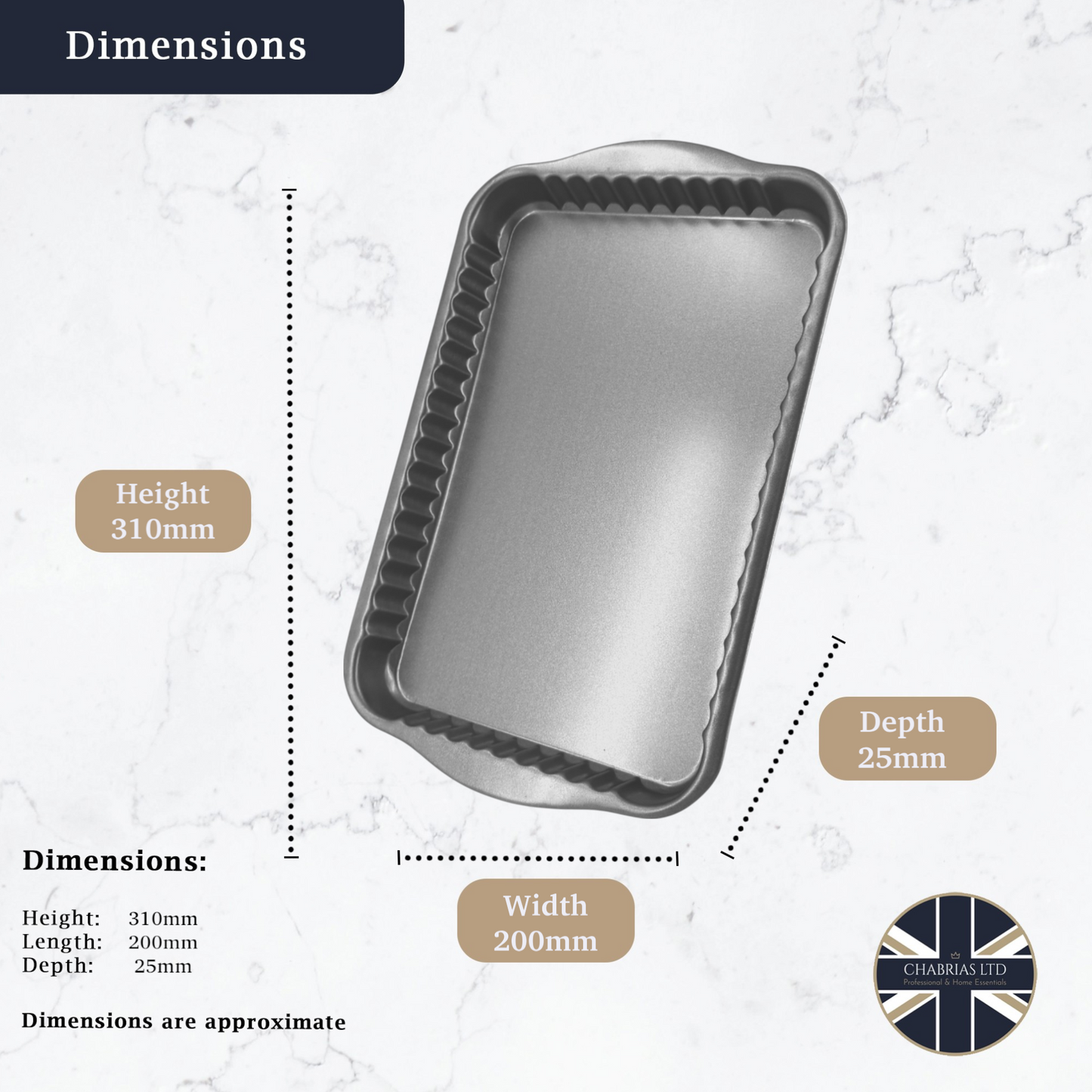 Non-Stick Fluted Rectangle Quiche Tin, 31cm (2 Piece) - Premium Kitchen from Chabrias Ltd - Just £8.99! Shop now at Chabrias Ltd
