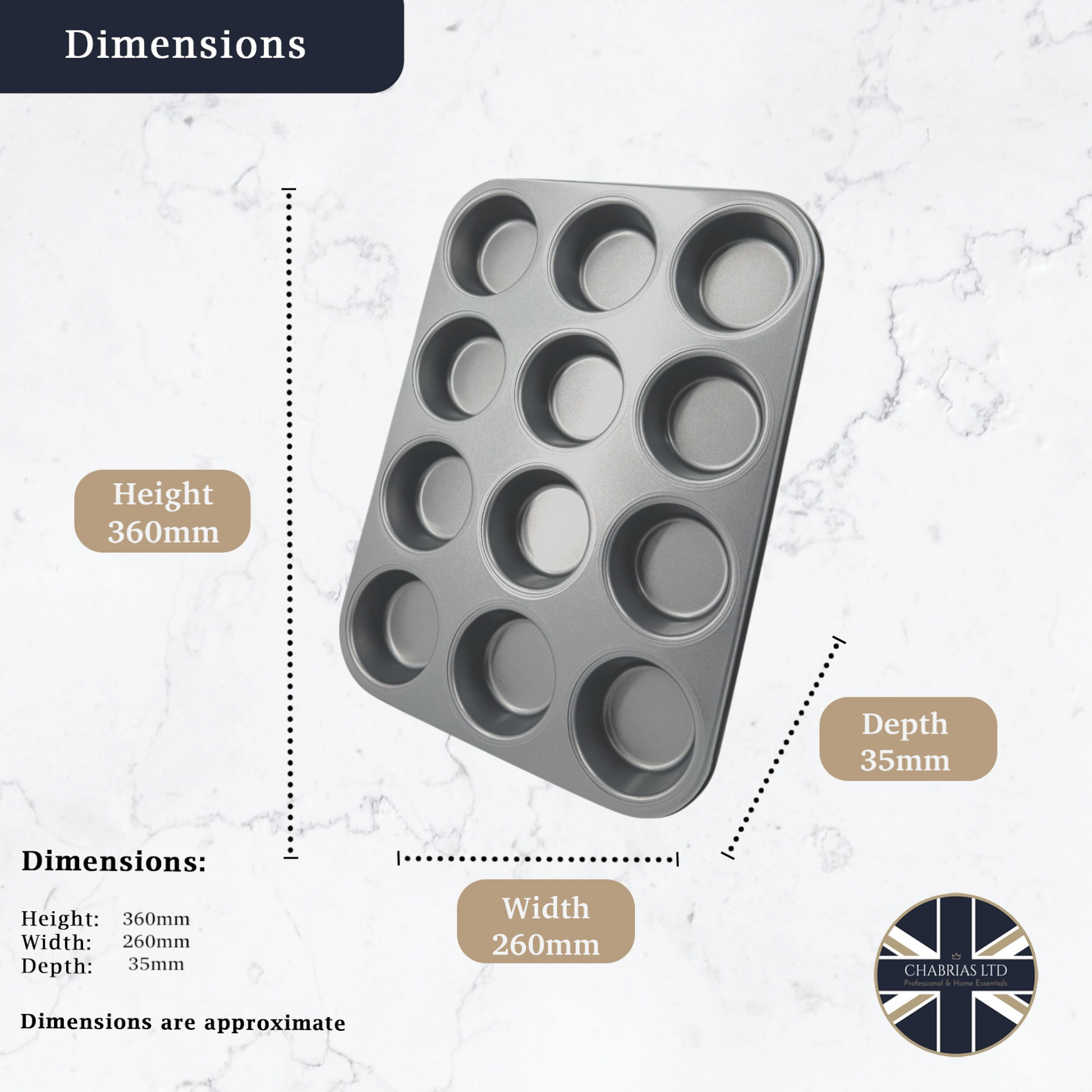 Non-Stick Muffin Oven Tray, Deep 12-Cup (2 piece) - Premium Home from Chabrias Ltd - Just £12.99! Shop now at Chabrias Ltd