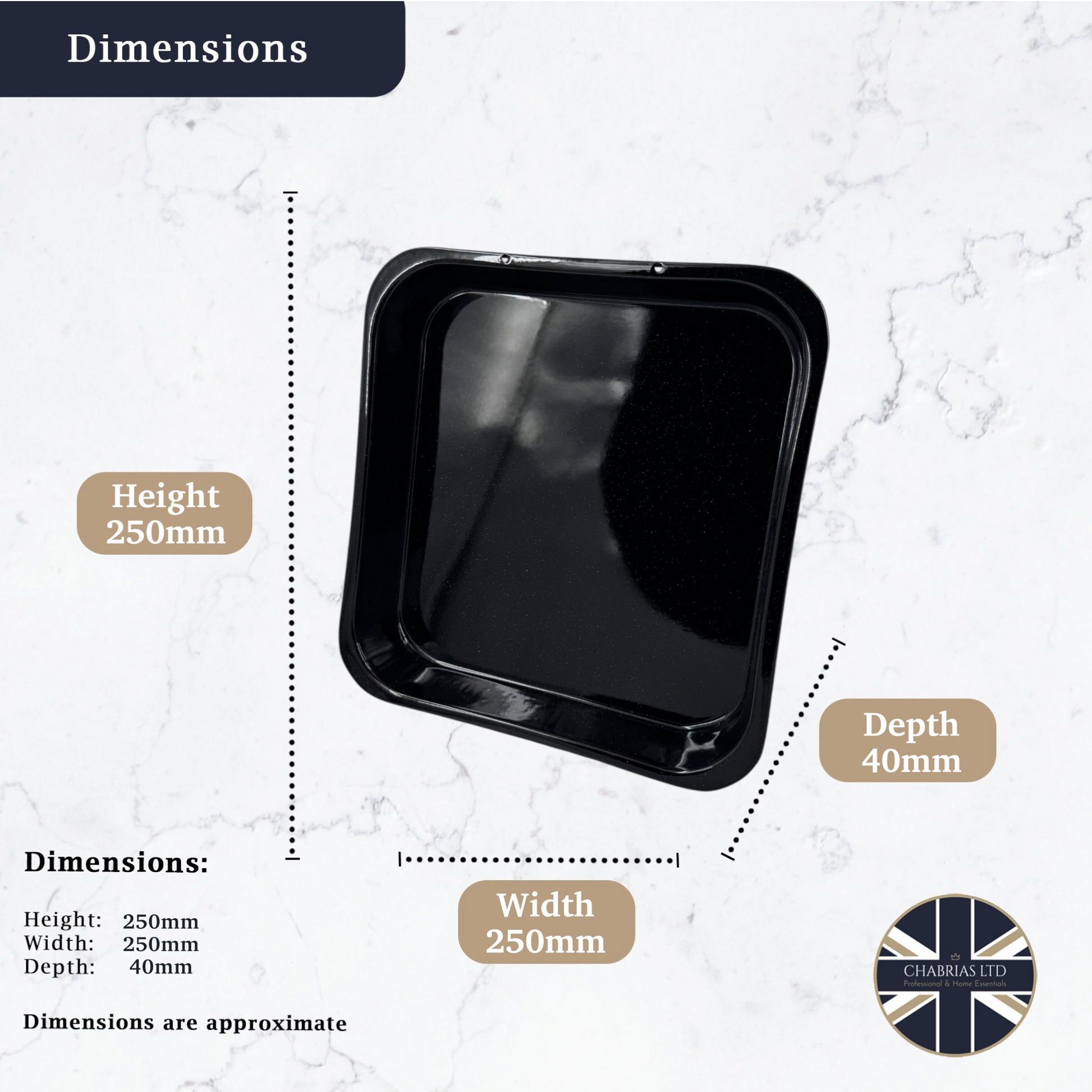 25cm Vitreous Enamel Brownie Cake Tin – Square – Great British Bakeware - Premium Kitchen from Chabrias Ltd - Just £8.99! Shop now at Chabrias Ltd