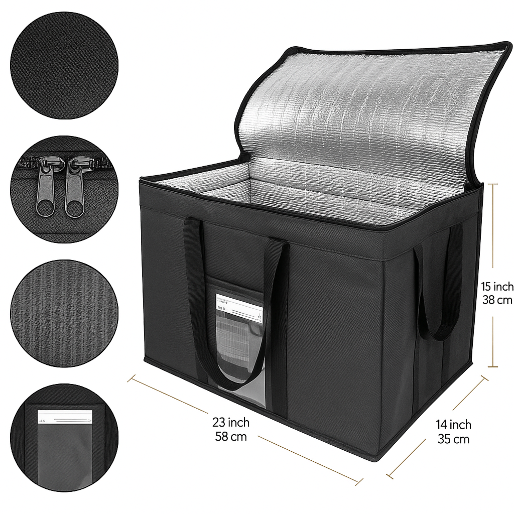 Insulated Food Delivery Bag – 59L Large Reusable Cooler Tote – Professional-Grade Thermal Transport for Catering & Delivery - Premium Food Storage Boxes from Chabrias Ltd - Just £18.99! Shop now at Chabrias Ltd