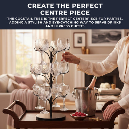 Luxury Barware Cocktail Tree Stand Set with 12 Gin Glasses for Home Bars & Events - Premium Barware from Chabrias Ltd - Just £125.99! Shop now at Chabrias Ltd