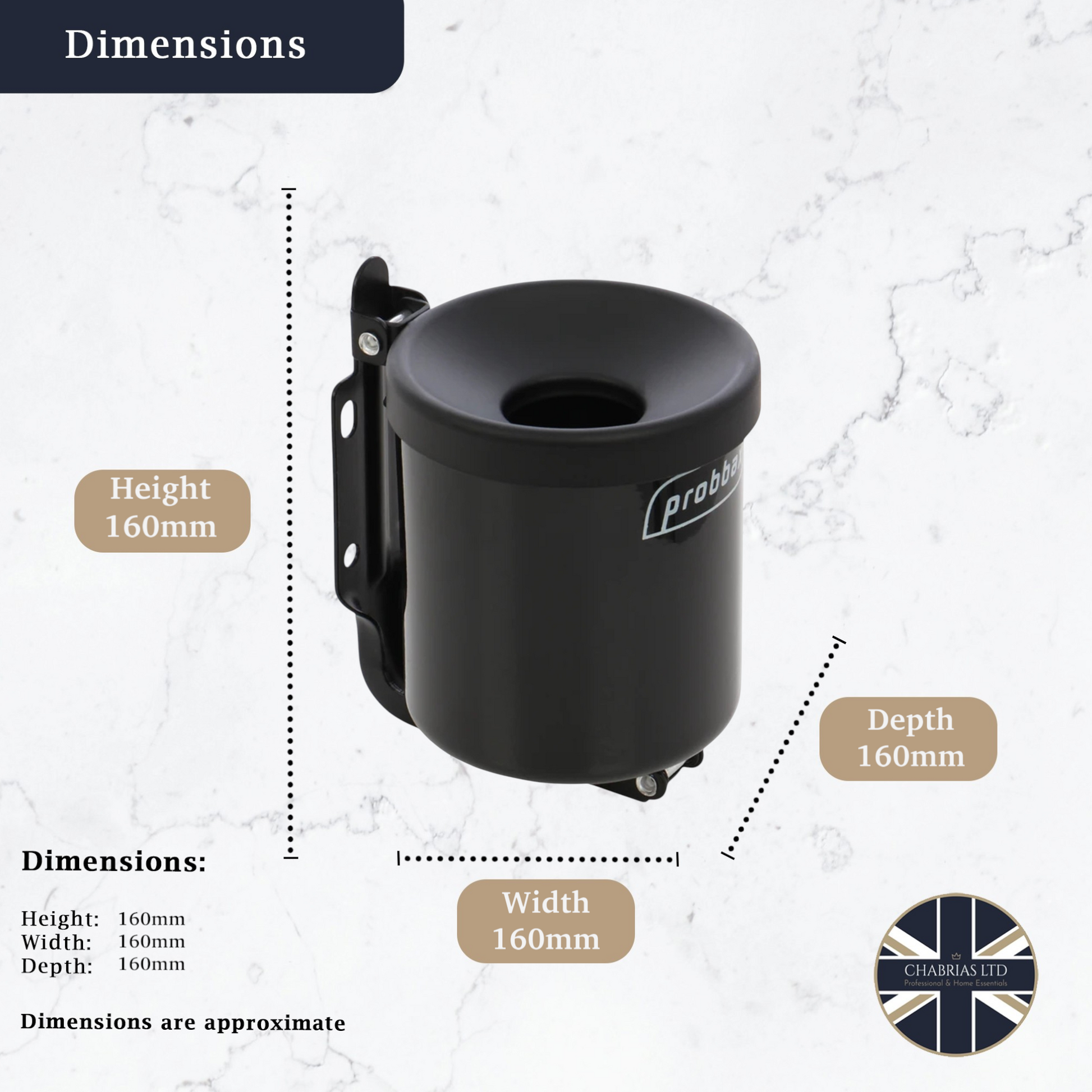 Probbax Wall-Mounted Ashtray Black, 1.5L - Premium Home from Chabrias Ltd - Just £29.99! Shop now at Chabrias Ltd