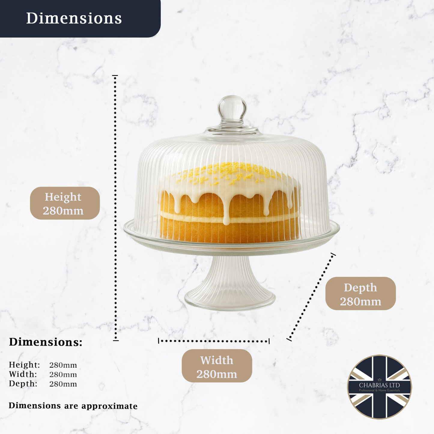 Monaco Cake Stand with Dome Plateau with Bell Jar, 28cm - Premium Home from Chabrias Ltd - Just £44.99! Shop now at Chabrias Ltd