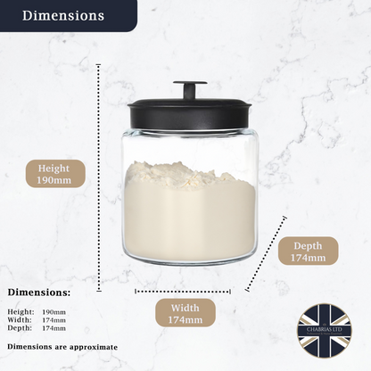 Montana Glass Jar with Matte Black Sealed Lid, 64oz - Premium Home from Chabrias Ltd - Just £18.99! Shop now at Chabrias Ltd