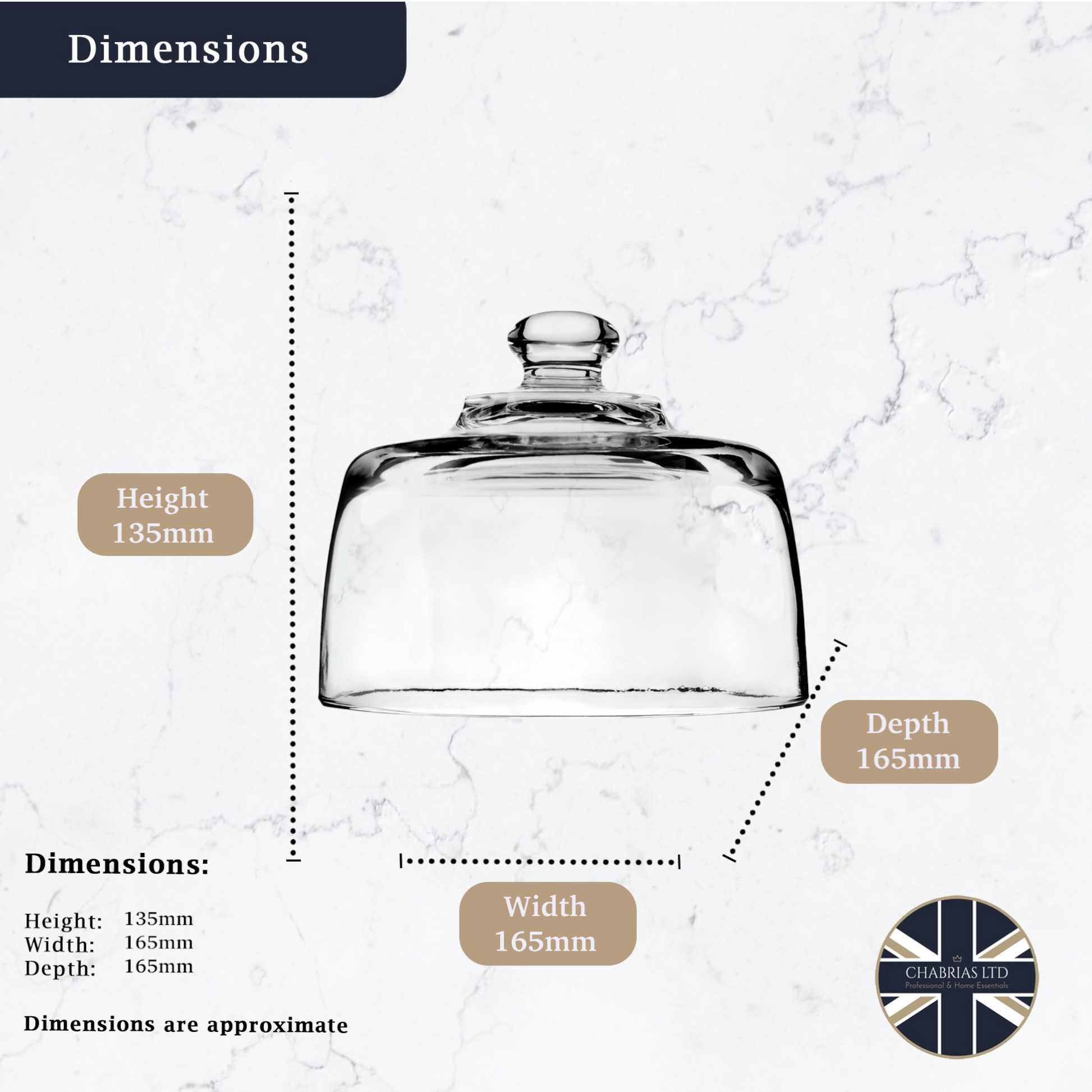 Glass Cheese Dome, 135 x 165mm - Premium Glassware from Chabrias Ltd - Just £19.99! Shop now at Chabrias Ltd