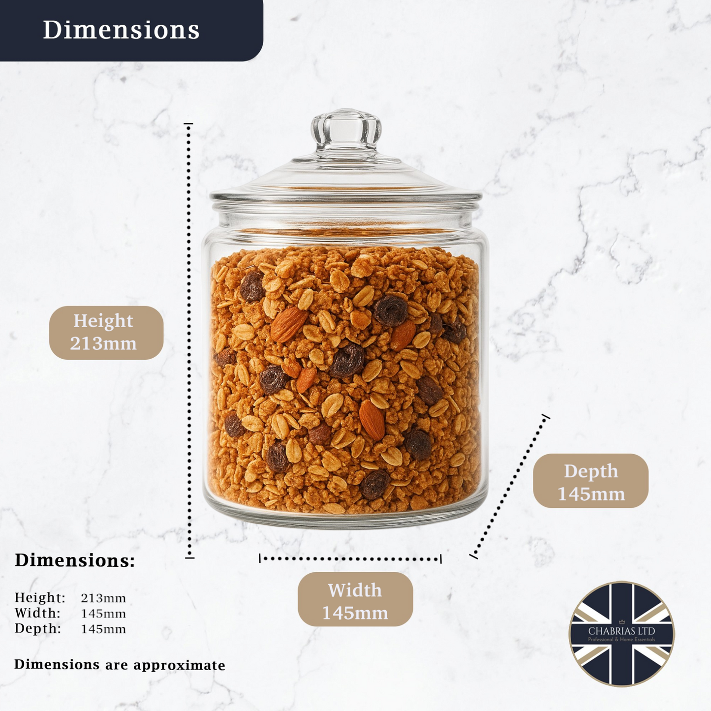 Glass Heritage Hill Jar, 2L (2 pack) - Premium Home from Chabrias Ltd - Just £29.99! Shop now at Chabrias Ltd