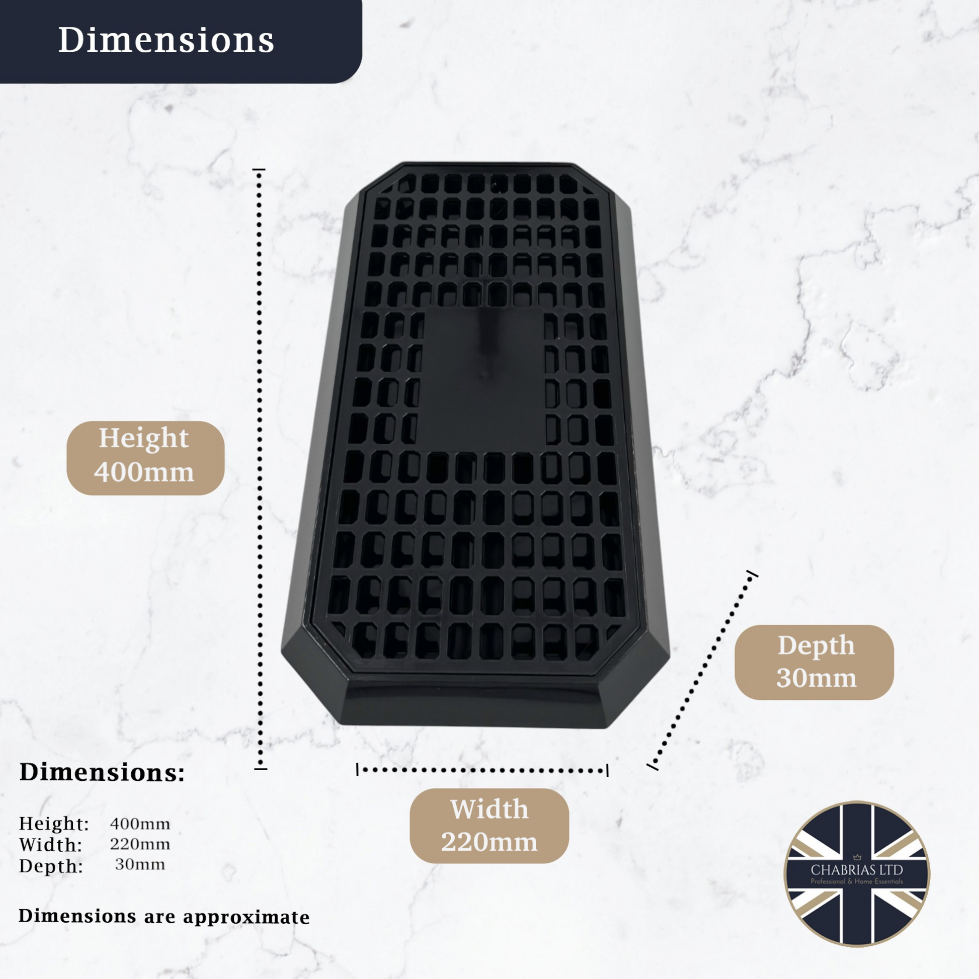 Uni Bar Plastic Drip Tray with Removable Grill, Black - Premium Kitchen from Chabrias Ltd - Just £11.99! Shop now at Chabrias Ltd