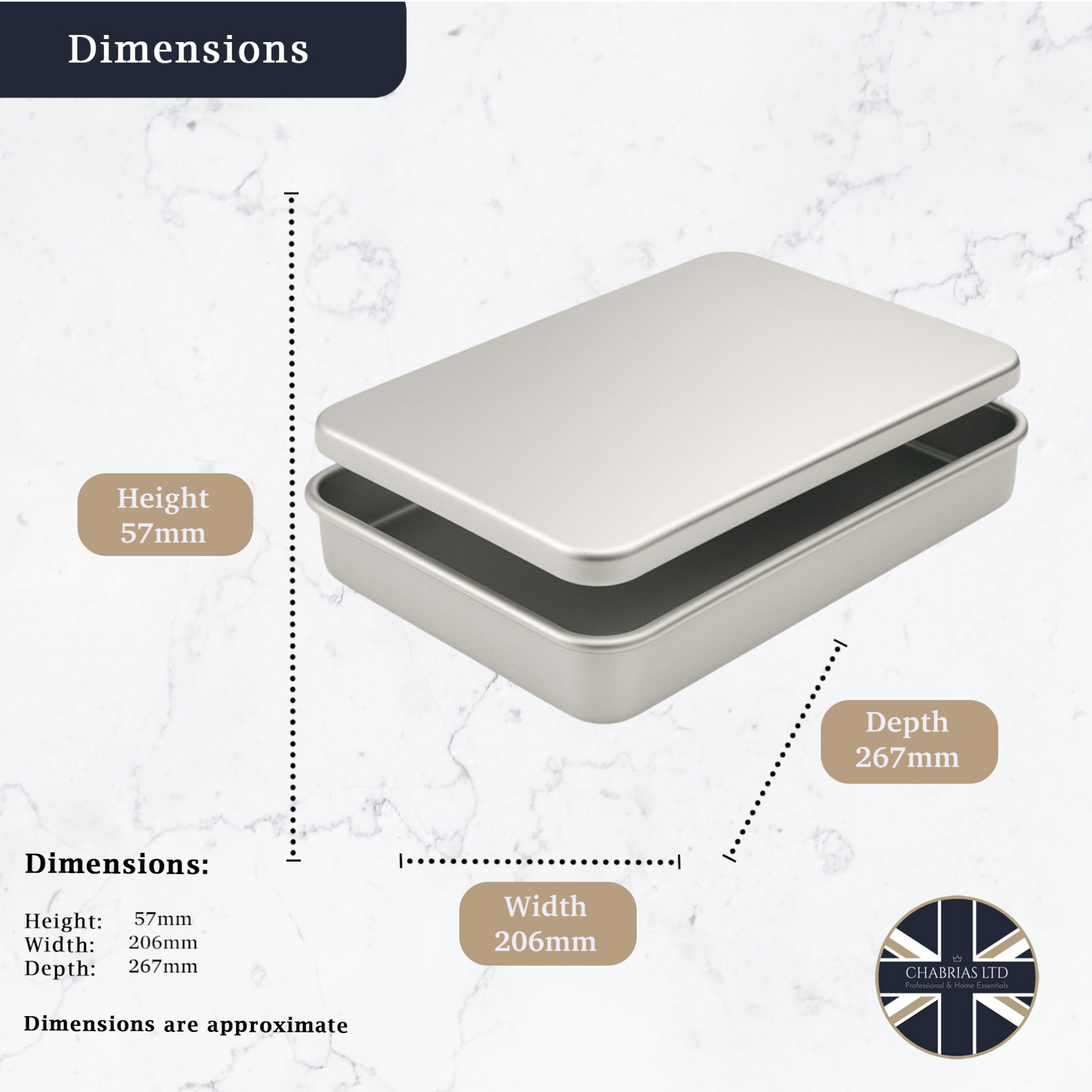 Professional Aluminium Baking Pan with Lid, (267 x 206 x 57mm) - Premium Kitchen from Chabrias Ltd - Just £18.99! Shop now at Chabrias Ltd