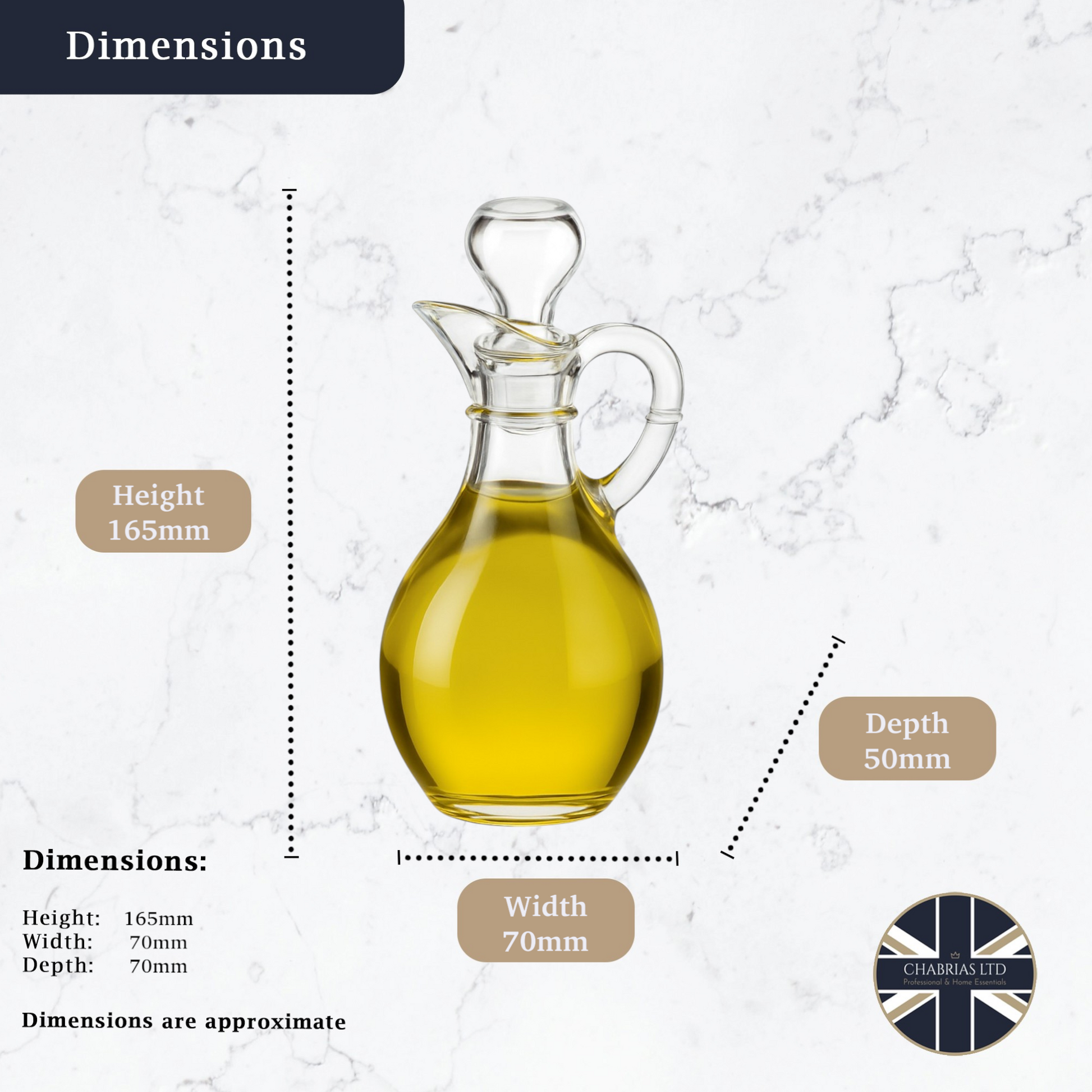 Elegant Glass Cruet Bottle, 10oz - Premium Glassware from Chabrias Ltd - Just £9.99! Shop now at Chabrias Ltd
