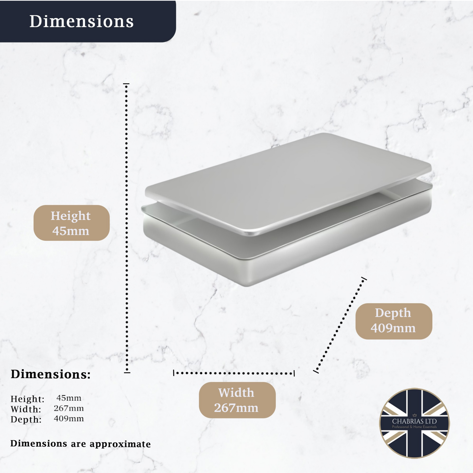 Professional Aluminium Baking Pan with Lid (409 x 267 x 45mm) - Premium Kitchen from Chabrias Ltd - Just £24.99! Shop now at Chabrias Ltd