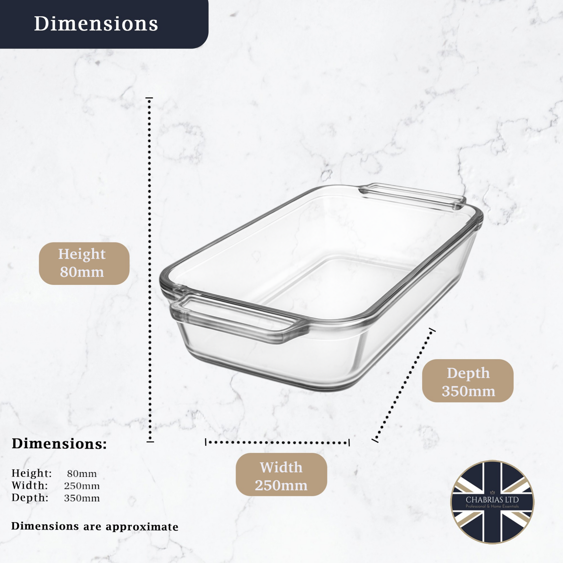 Rectangular Glass Baking Dish, 4.5L - Premium Kitchen from Chabrias Ltd - Just £29.99! Shop now at Chabrias Ltd