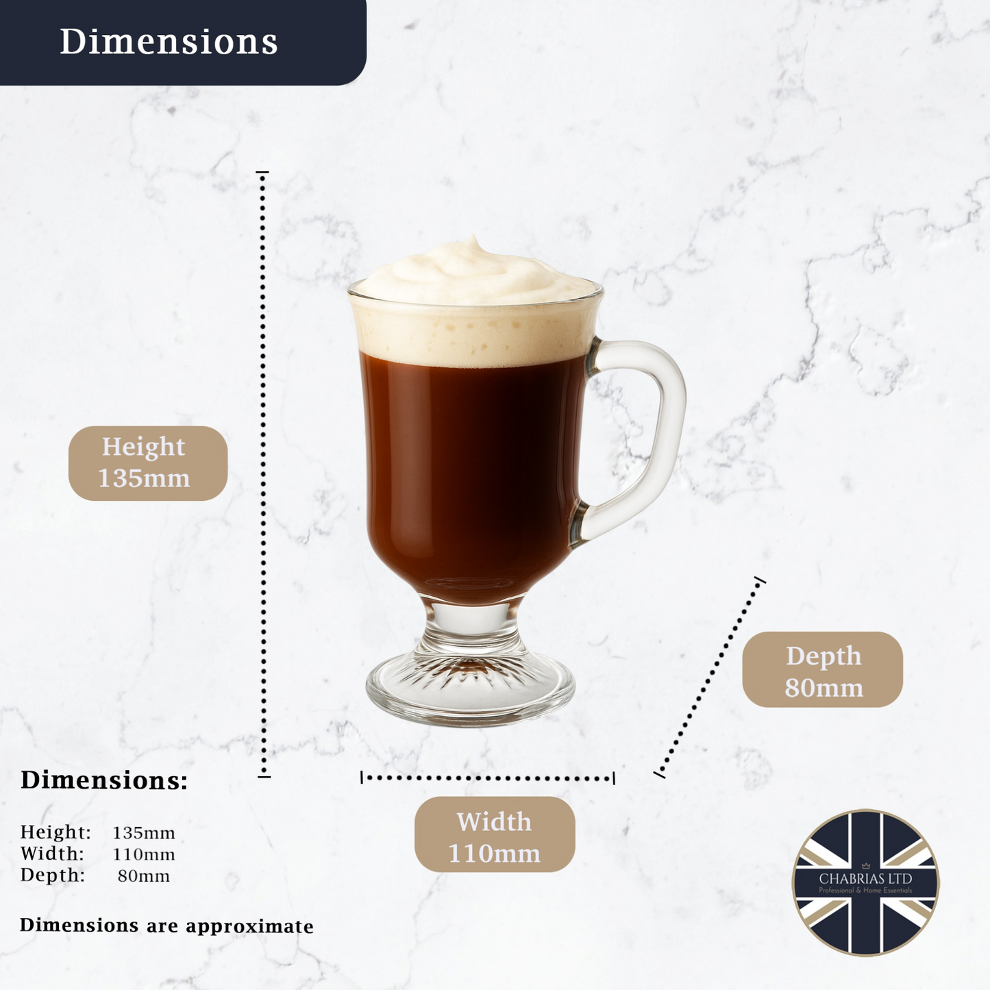 Irish Coffee Glass Mug, 8oz (12 pack) - Premium Kitchen from Chabrias Ltd - Just £39.99! Shop now at Chabrias Ltd