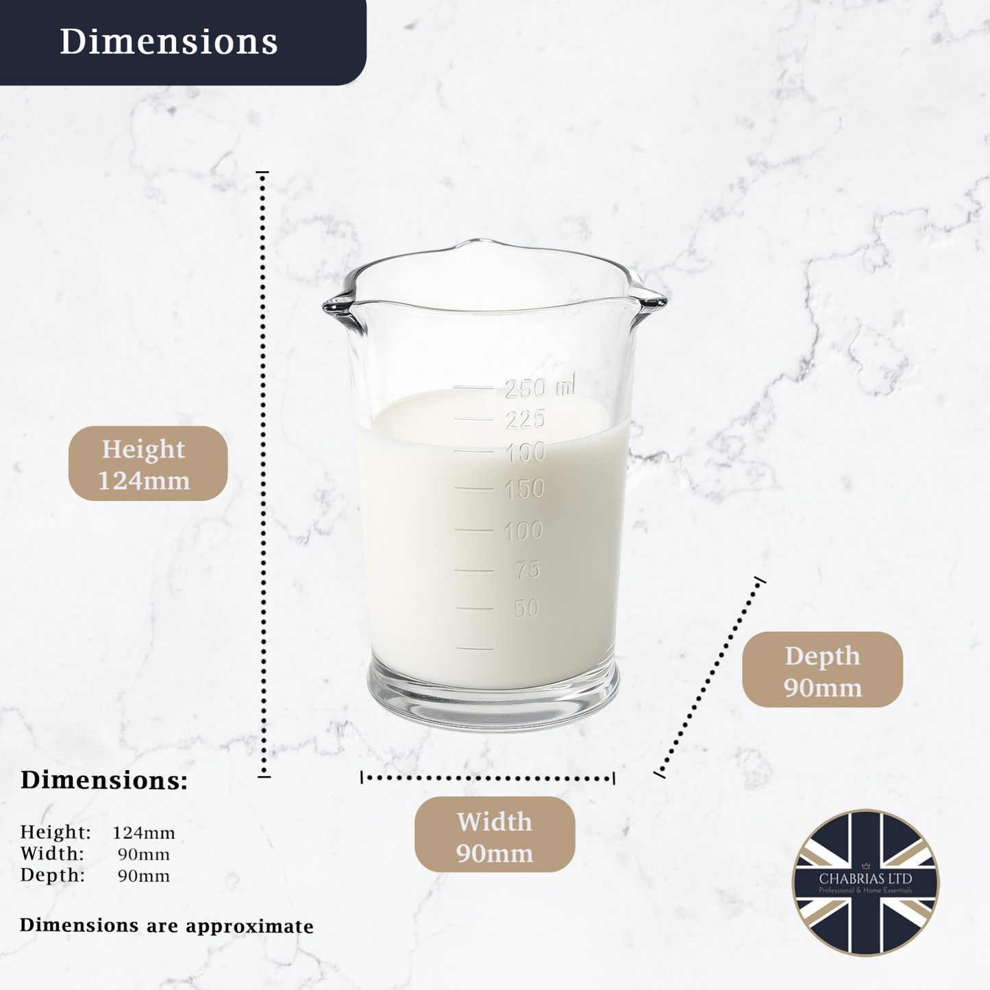 Tri-Pour Measuring Cup, 250ml - Premium Glassware from Chabrias Ltd - Just £11.99! Shop now at Chabrias Ltd