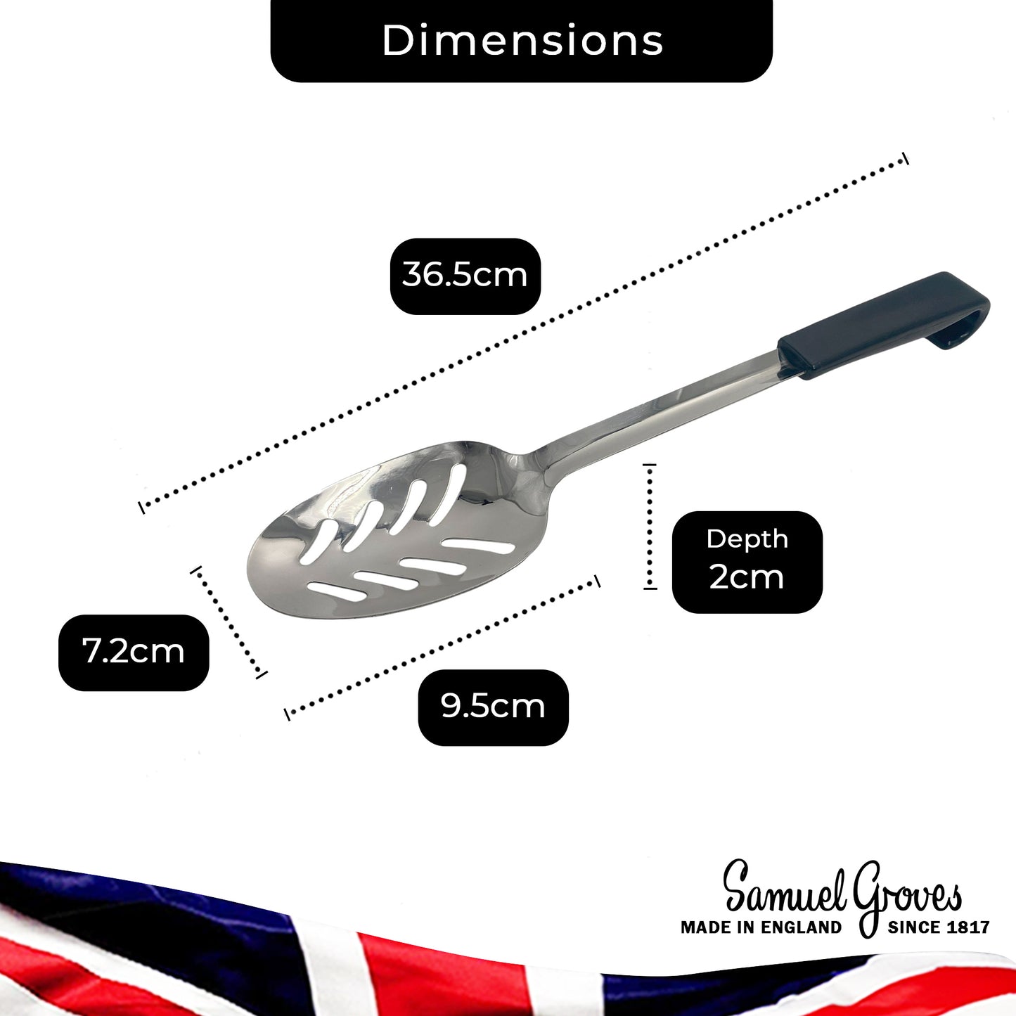 Le Buffet Slotted Scoop 9.5" – Stainless Steel with Heat-Resistant Handle (Black) - Premium Kitchen from Chabrias Ltd - Just £7.99! Shop now at Chabrias Ltd