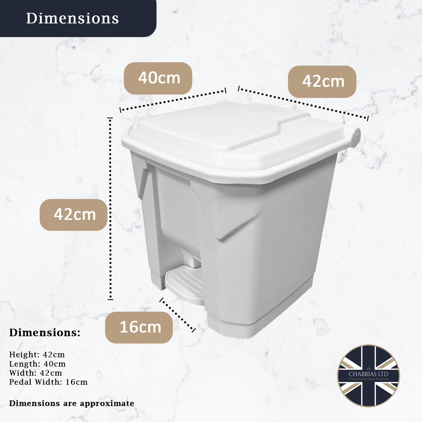 30 Litre White Step-on Pedal Clinical Waste Bin - Hands-Free Waste Bin for Hospitals, Clinics & Offices