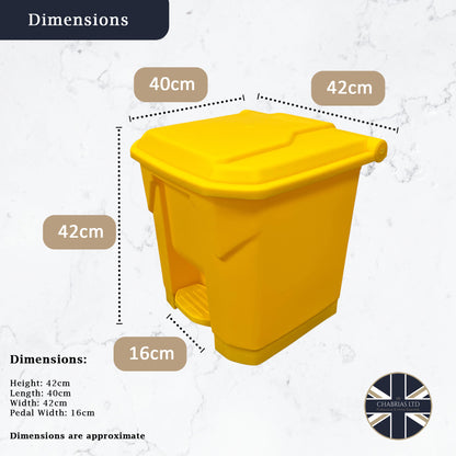 30 Litre Yellow Clinical Waste Step-on Pedal Bin - Hands-Free Waste Bin for Hospitals, Clinics & Office